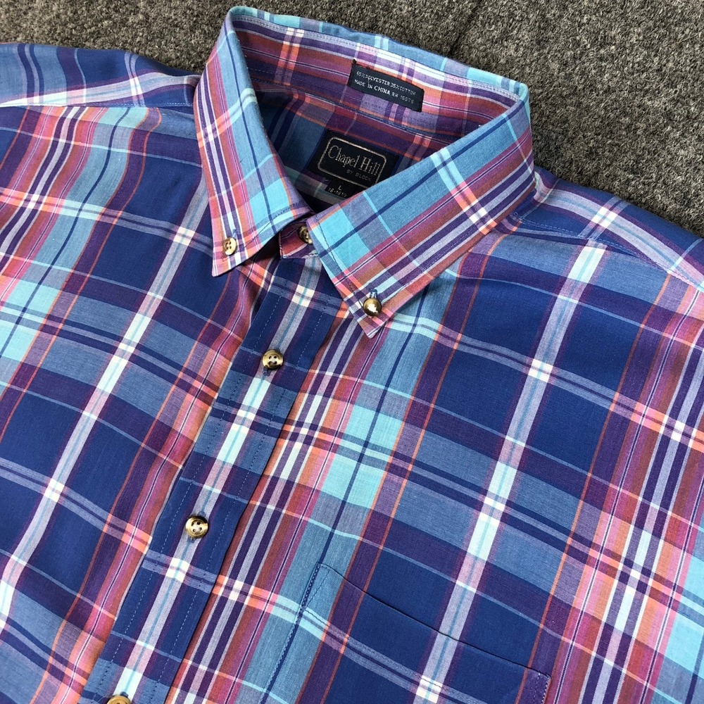 Chapel Hill Mens Plaid Short Sleeve Button Down Shirt